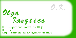 olga kasztics business card